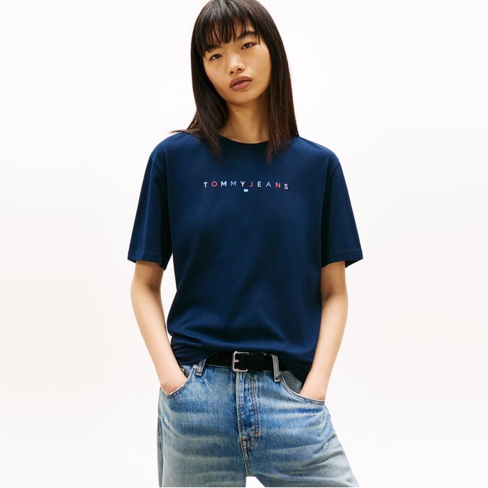 TOMMY JEANS 타미진스 [공식] [타미힐피거] 컬러 리니어 로고 티셔츠 (T32G1TTO54TWT1C1G)