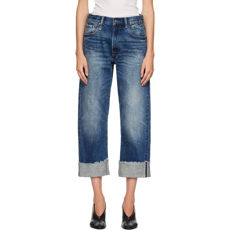 알13 알써틴 블루 커프 엑스보이프렌드 데님 진 R13WD111-D160E CASLON SELVEDGE BLUE