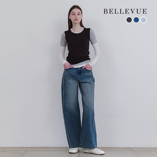 [벨뷰]○ 26SS 레이스 커브드 데님