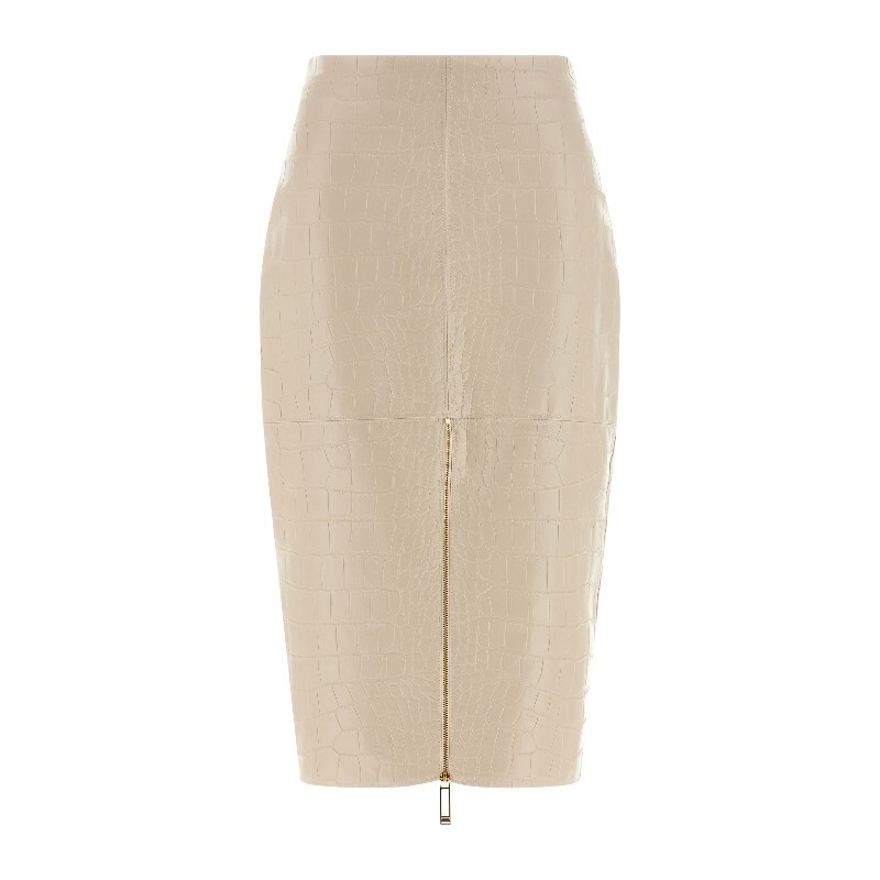 엘리자베타프랑키 엘리자베타프랭키 크록 프린트 가죽 미디 스커트 GO10858E2 DZ9