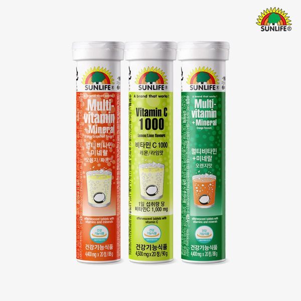 주식회사 드림리더 나우푸드 [하프클럽/나우푸드]썬라이프 발포비타민 3종세트 멀티비타민2종   비타민C
