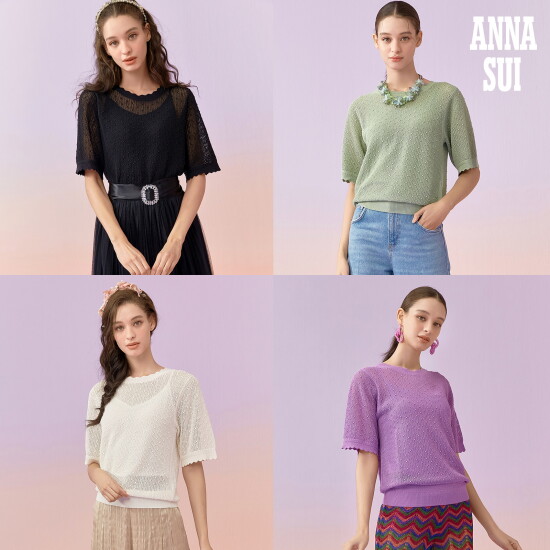 [안나수이]안나수이ANNA SUI 썸머 실크 블랜디드 팝콘 니트+이너 2종
