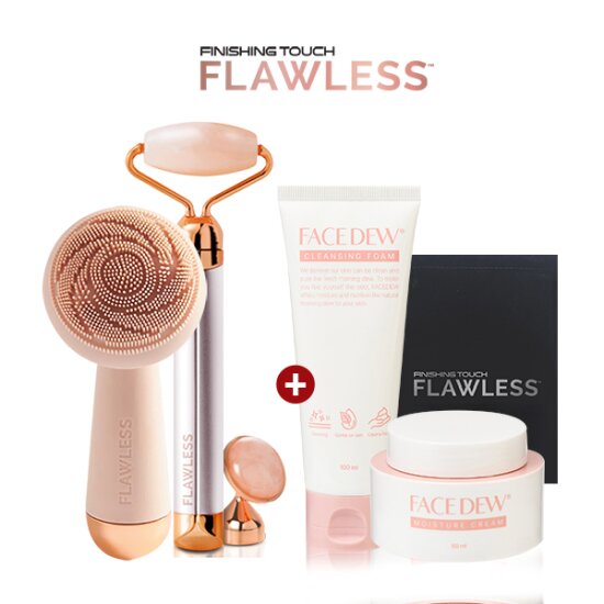 [롯데원티비 단독] 페이셜 클렌저 + 전동롤러 괄사 마사지기 + 클렌징폼 100ml + 수분보습크림 50ml + 파우치