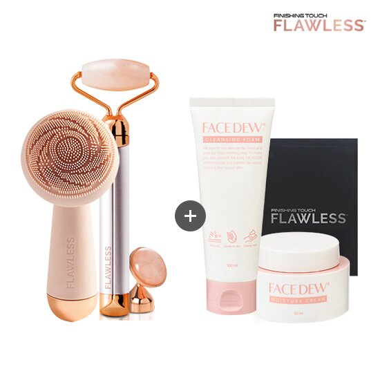 [롯데원티비 단독] 페이셜 클렌저 + 전동롤러 괄사 마사지기 + 클렌징폼 100ml + 수분보습크림 50ml + 파우치