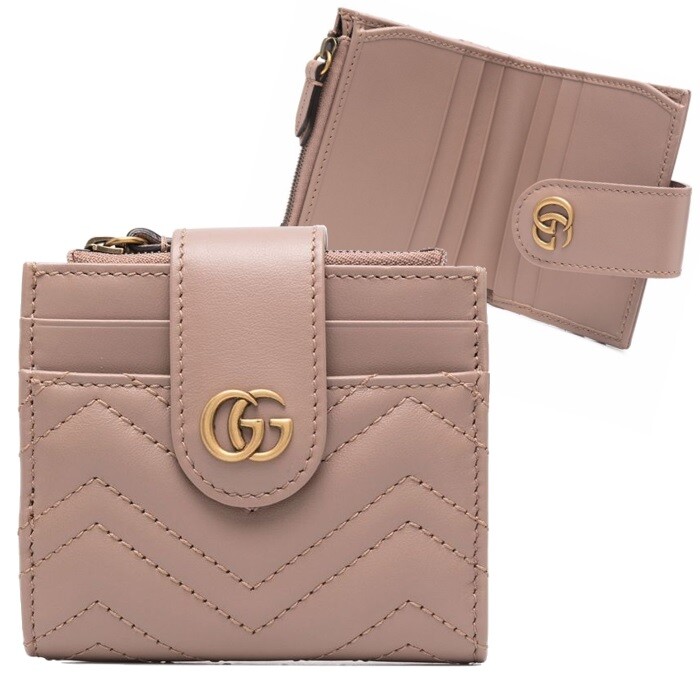 GUCCI 구찌 (지니엘리스 평촌) 구찌 GG 마몬트 마틀라세 쉐브론 레더 카드 반지갑 누드 672252 DTDHT 5729