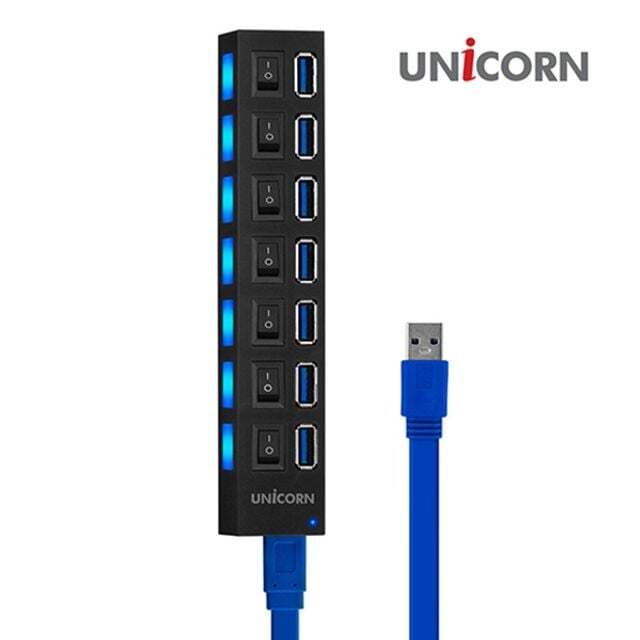 지오벤처스 유니콘 USB 3.0 무전원 7포트 USB허브(개별스위치)