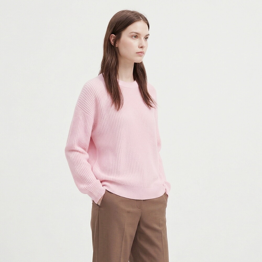 샵앤 [샵앤] 국산 여성 라운드 루즈핏 하찌 니트 티셔츠 INT-WKN-21171-핑크