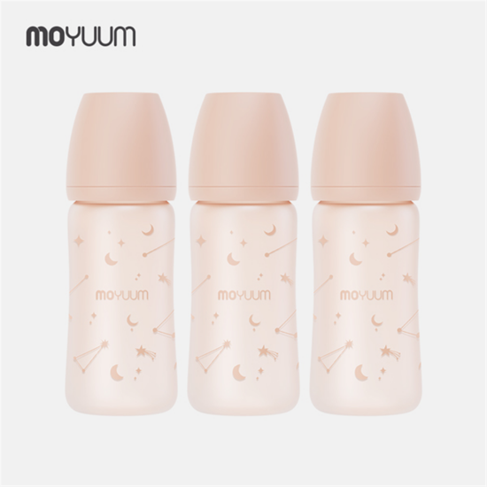[모윰][모윰] 실리콘코팅 노꼭지 유리젖병 240ml 트리플팩 - 트윙클 에디션