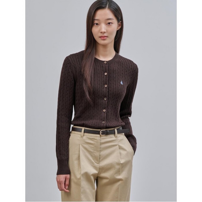 빈폴레이디스 코튼 슬림 케이블 카디건  브라운 (BF485AC01D)