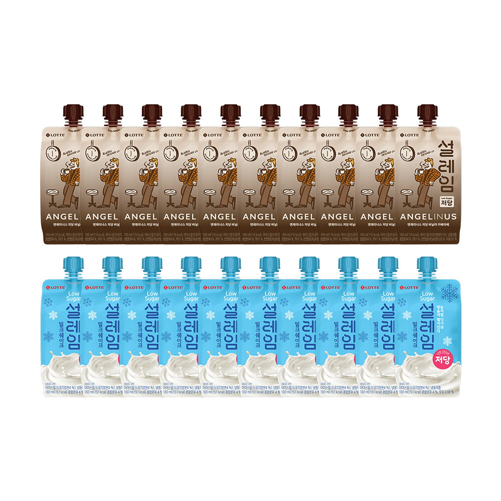 롯데웰푸드 설레임 엔제리너스 저당 카페라테x10 + 저당 밀크쉐이크x10