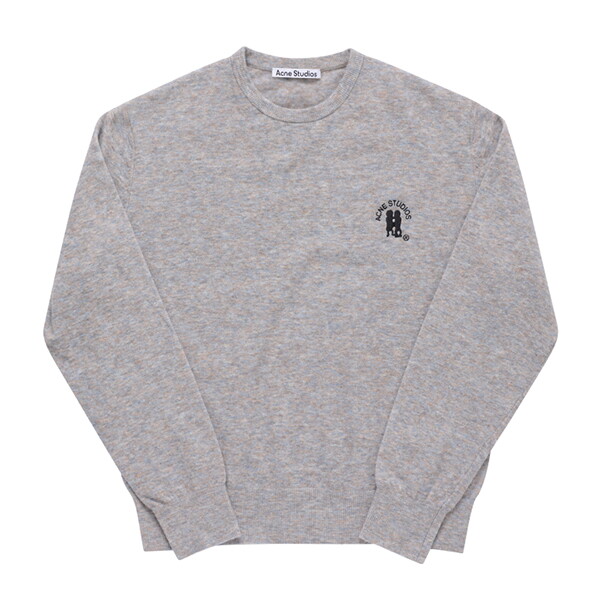 아크네 아크네스튜디오 B60293 LIGHT GREY BROWN MELANGE (DHH) 로고 남성 니트