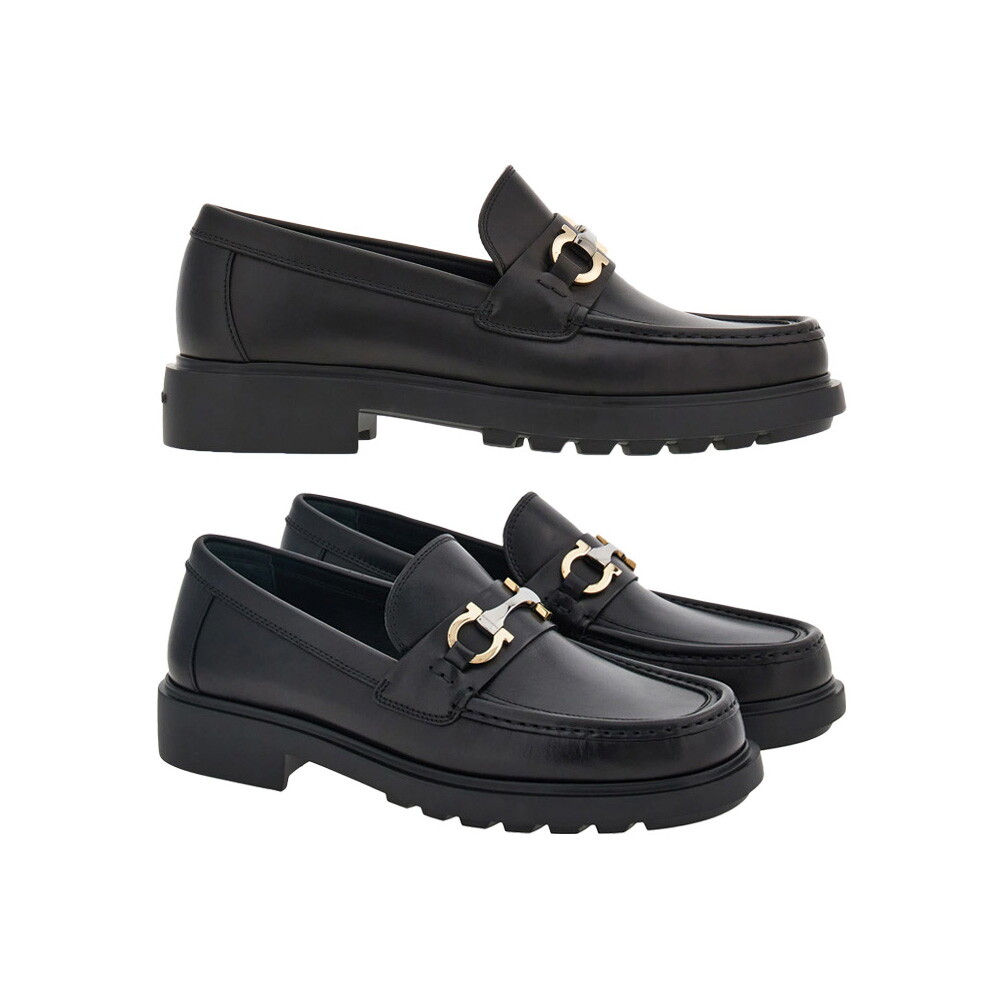 살바토레 페라가모 26SS 더글라스 DUGLAS 더블 간치니 로퍼 블랙 0768108