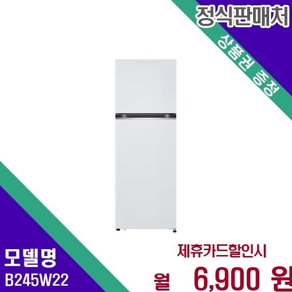 LG전자 LG 241L 상냉동하냉장 B245W22 60개월 19900