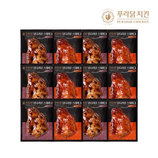 [푸라닭]순닭다리살 130g X 12팩 (블랙알리오 6팩+매콤악마 6팩)