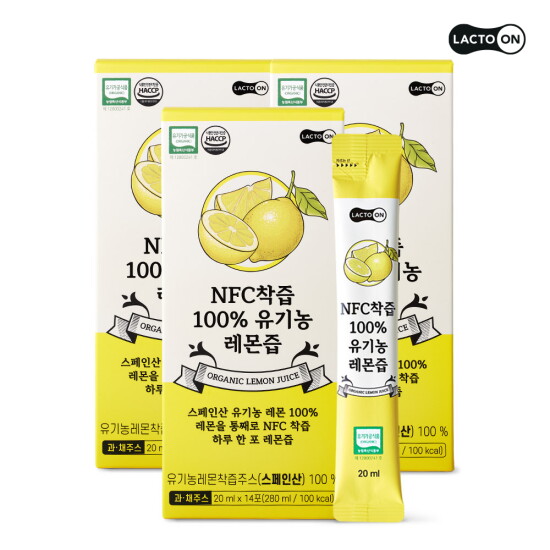 [서울약사신협][3박스] 락토온 NFC착즙 100% 유기농 레몬즙 14포 3세트
