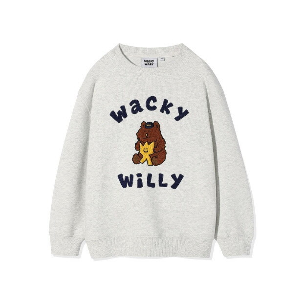 와키윌리 와키윌리키즈긴팔티 CQK WA2503CR81LG 키즈 키키앤베어 그래픽 맨투맨 라이트 그레이