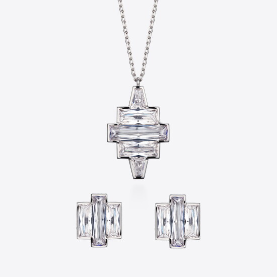 [미스그린]샤를레 쁘띠 귀걸이&목걸이 세트 (925 Silver)
