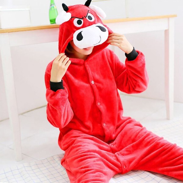 ㈜퍼스트클로 반에이크 [하프클럽/퍼스트클로]성난황소 동물잠옷 코스프레 커플 극세사 파자마_AP70