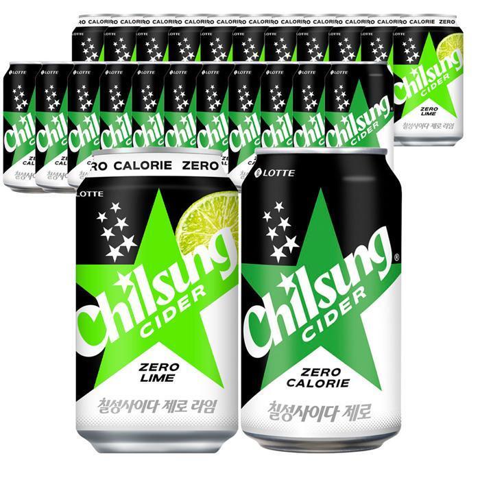 셀러허브 식품 롯데 칠성사이다 제로 355ml(업소용)+ 제로라임 12캔씩