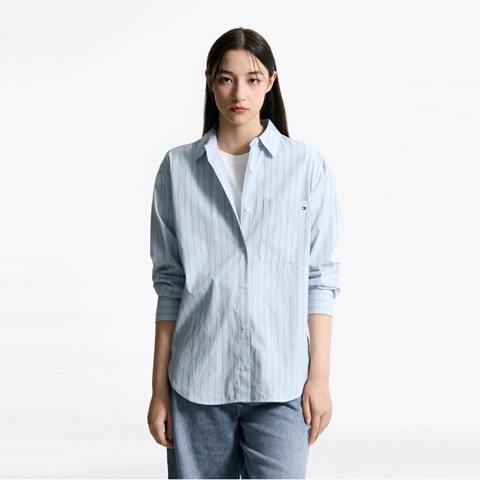 TOMMY HILFIGER 타미힐피거 여성 [공식] [타미힐피거] 스트라이프 포플린 이지 셔츠 (T22F6WSH031WT20A7)