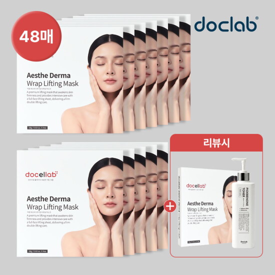 [닥랩]★오직 방송에서만★[매니아패키지] 풀페이스 리프팅 마스크 12BOX (총 48매입)+[리뷰시] 대용량 토너 500ml + 1BOX 더 