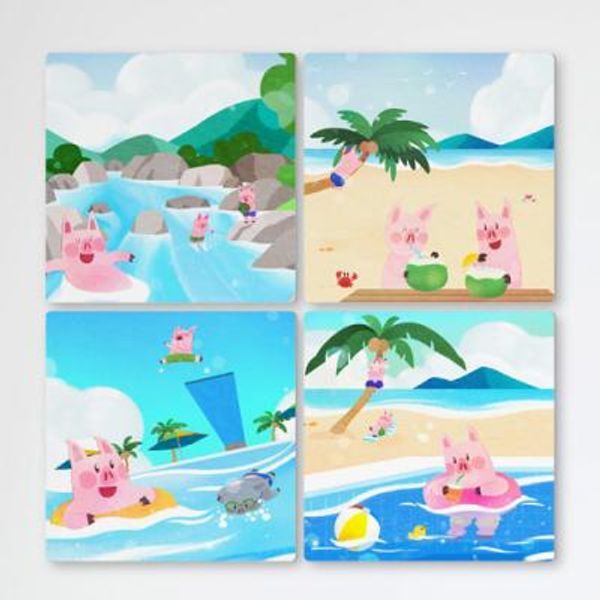 꾸밈 교보문고 꾸밈 if668-멀티액자 아기돼지삼형제5여름즐기기