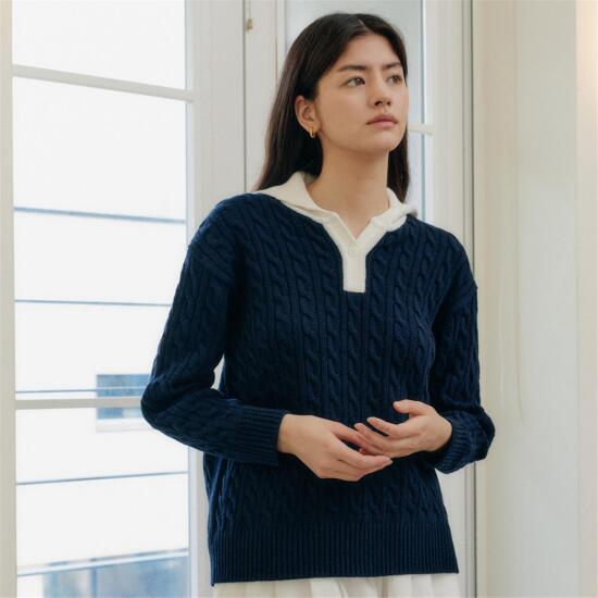[엽페(서울쇼룸)][엽페] OVER COLLAR KNIT_NAVY