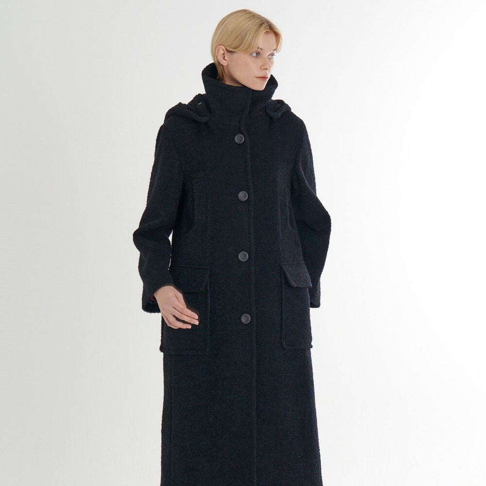프릭스 바이 김태훈 [프릭스] Premium Mohair Alpaca Blending Detachable Hooded Long Coat_Black