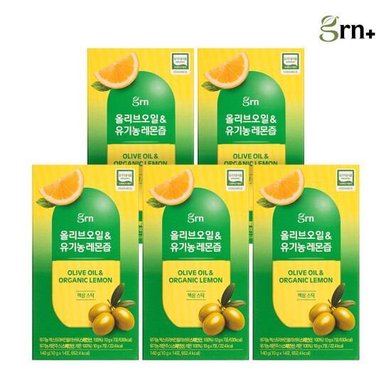 [GRN]grn 유기농 올리브오일&유기농 레몬즙 5박스(올리브 오일 10g*7포+유기농 레몬즙 10g*7포)