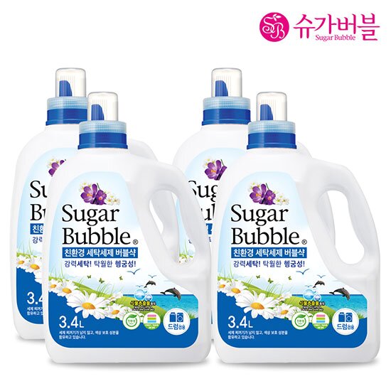 [빠른배송][슈가버블] 친환경 세탁세제 버블샥 3.4L x 4개