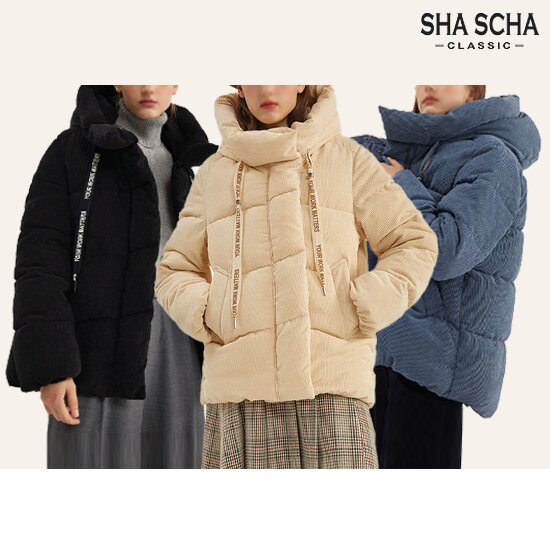 [홈쇼핑인기]샤샤 레터링 코듀로이 패딩 1종