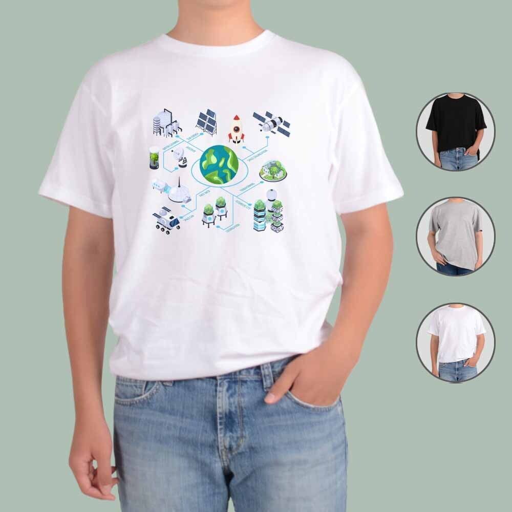 톰스외 알티피아 애쉬오트밀 반팔티 인공위성 미래산업 행성