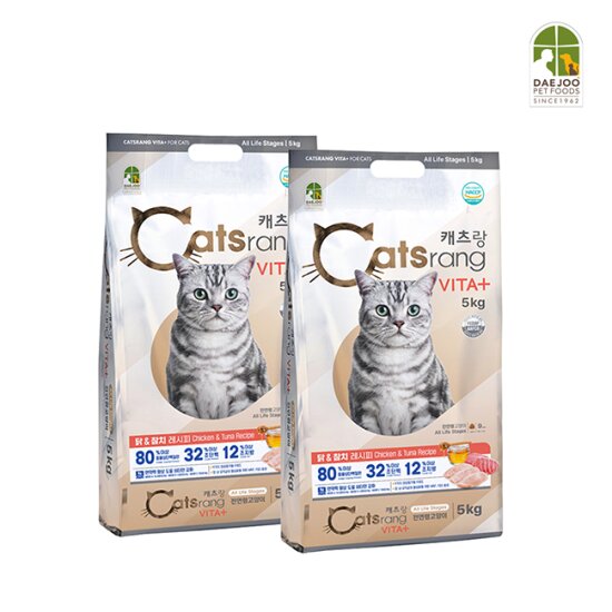 [브이펫] NEW 캐츠랑 전연령용 비타플러스 5kg 2개 /길냥이사료/국민사료
