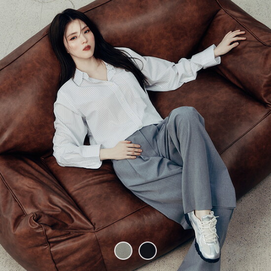 [지오다노]여성 한소희 가을 플리츠 와이드 하이라이즈 핀턱 슬랙스 팬츠 414904