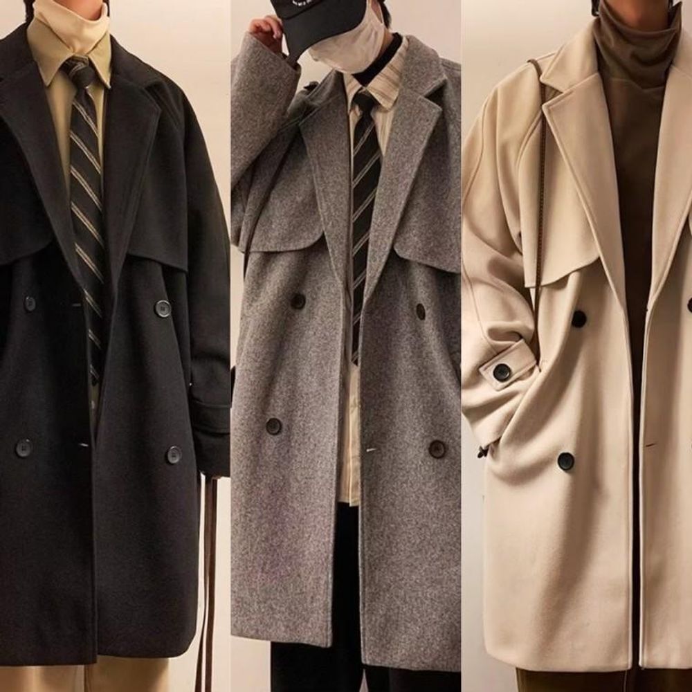 리맨즈/리맨즈 리빌모아 [리빌모아]남자 오버핏 캐주얼 버튼 카라 트렌치 울 코트 OC-CT-SWFGNRMJ