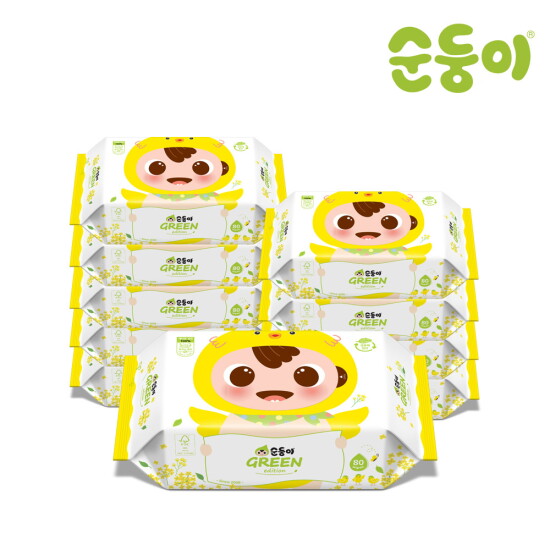 [순둥이][순둥이]cRaR-01/생분해원단/그린에디션(봄) 물티슈 리필형 80매 10팩