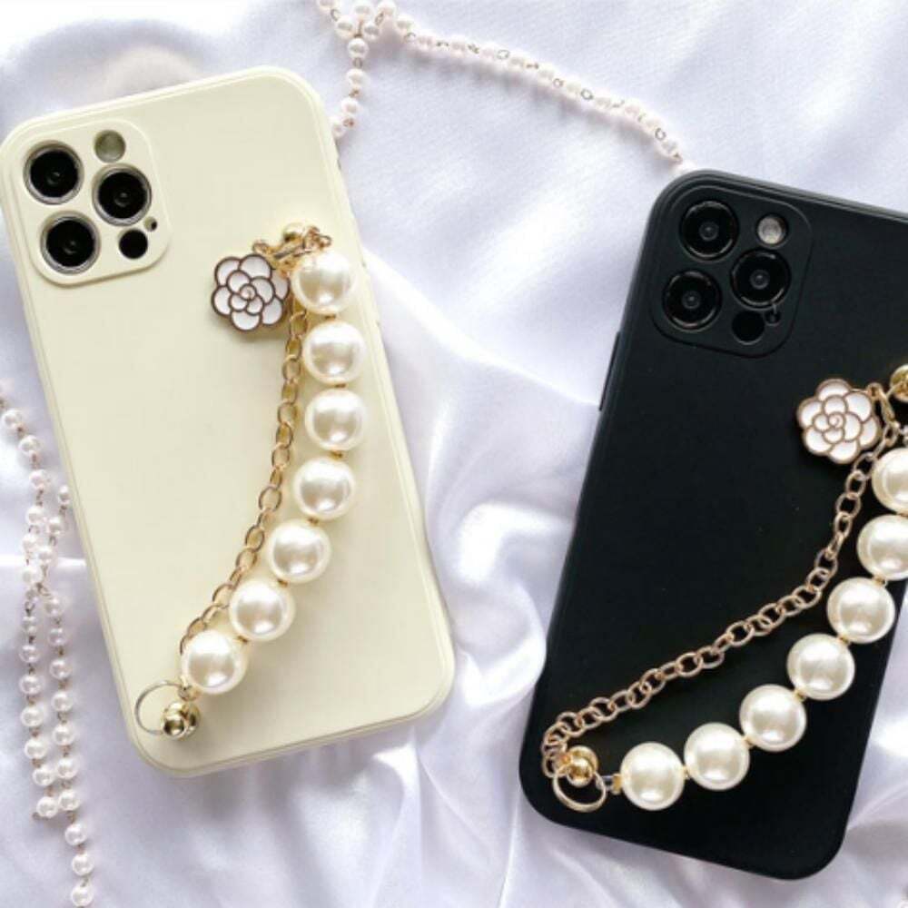 오너클랜 케이스 퓨대폰 커버 스트랩 더블 진주 고급 우아