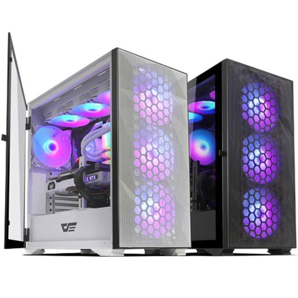 에이치플러스몰 일반PC 컴퓨터케이스 DLX21 RGB MESH 강화유리(블랙)