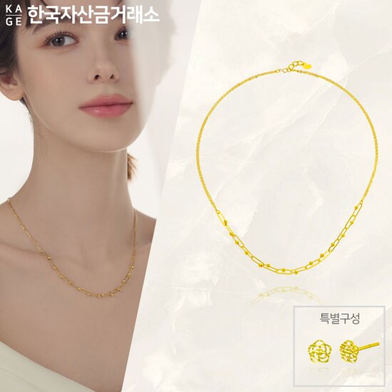 24K 무빙볼 목걸이 + 24K장미귀걸이