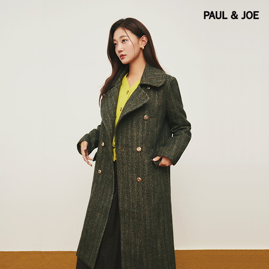 [폴앤조](런칭가 139,000원) 폴앤조 체크 헤링본 롱 코트