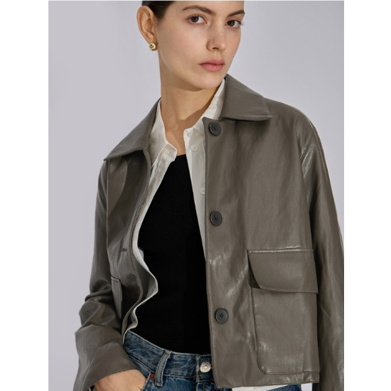 아웃 포켓 레더 자켓 SWWJKO32050