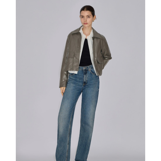 아웃 포켓 레더 자켓 SWWJKO32050