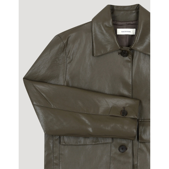 아웃 포켓 레더 자켓 SWWJKO32050