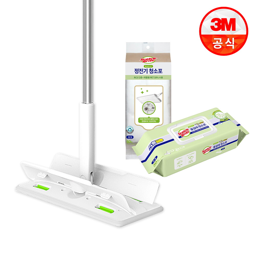 3M [3M] 대형 올터치 더블액션 막대걸레 + 베이직 정전기 50매 + 베이직 더블액션 물걸레 30매
