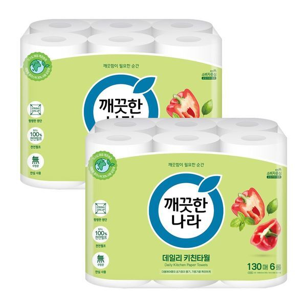 알티피아 [하프클럽/알티피아]깨끗한나라 데일리 키친타올(130매X6롤) X 2개