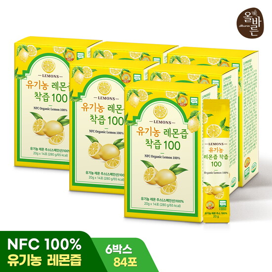 [올바른][6박스]올바른 NFC 스페인산 유기농 레몬즙 100% 14포 6박스 (총 84포)