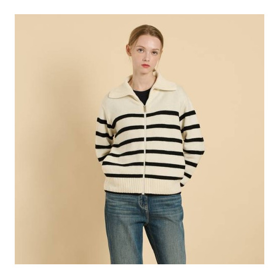 [BCBG]스트라이프 니트 집업 B5W9K171