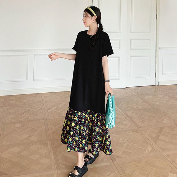 주식회사 디그레이프 무드무드 [하프클럽/무드무드]에디츠 밑단 플라워 반팔 롱 원피스