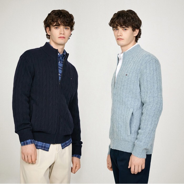 타미힐피거(아울렛) [공식] [타미힐피거] 램스울 케이블 집업 4종 택1 (T12E7KCD700ML1)