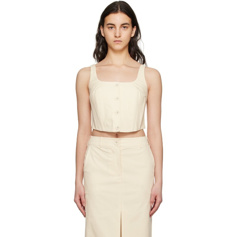 ANNA QUAN 안나 콴 안나 콴 오프 화이트 메이 탱크탑 231542F111006